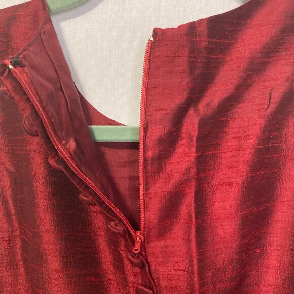 Donna Morgan Women's  Size 4 Raw Silk Red Sheath Dress - Picture 6 of 10